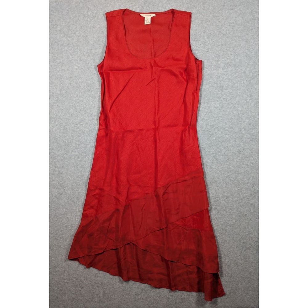 Sundance Women Dress Medium Asymmetrical Silk Trim Linen‎ Sleeveless